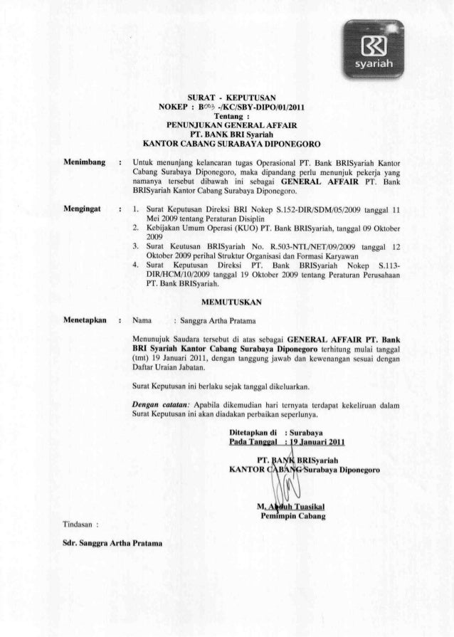 Sk Penunjukkan General Affair Sanggra Artha