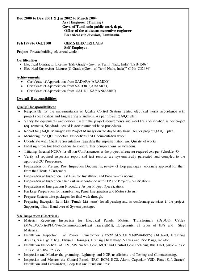 Jeyaraj Cv Qa Qc Inspector E I