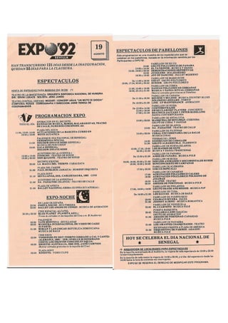 Programa del 19 de agosto de EXPO 92