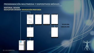 PROGRAMACIÓN MULTIMEDIA Y DISPOSITIVOS MÓVILES
MATERIAL DESIGN
© J.D.CABRERA
NAVIGATION DRAWER: NAVEGACIÓN PROFUNDA
 