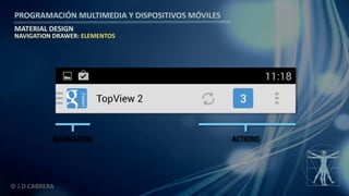 PROGRAMACIÓN MULTIMEDIA Y DISPOSITIVOS MÓVILES
MATERIAL DESIGN
© J.D.CABRERA
NAVIGATION DRAWER: ELEMENTOS
 