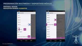 PROGRAMACIÓN MULTIMEDIA Y DISPOSITIVOS MÓVILES
MATERIAL DESIGN
© J.D.CABRERA
NAVIGATION DRAWER: ELEMENTOS
 