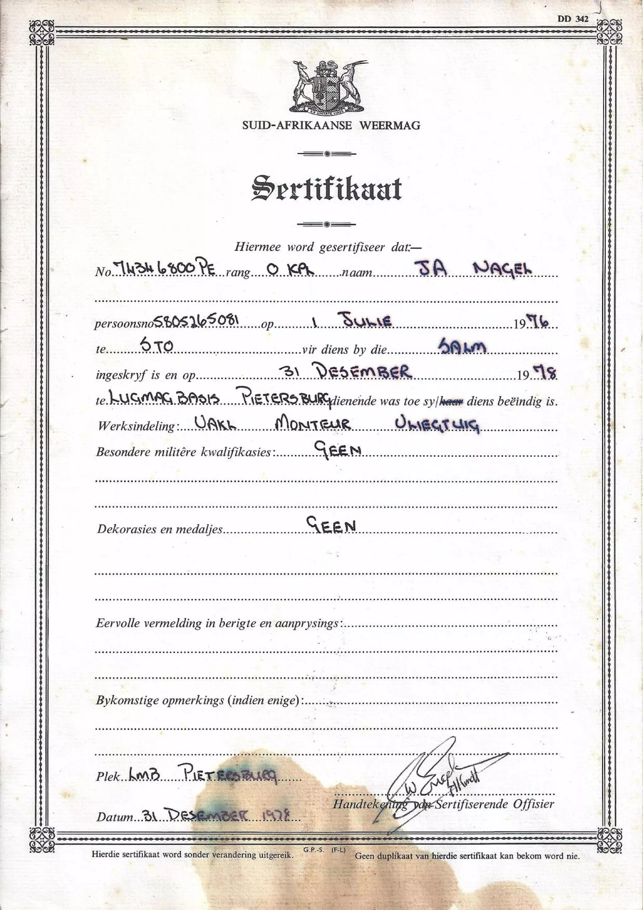 Air Force Certificate PDF