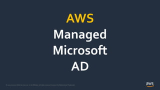 © 2020, Amazon Web Services, Inc. or its Affiliates. All rights reserved. Amazon Confidential and Trademark.
AWS
Managed
M...
