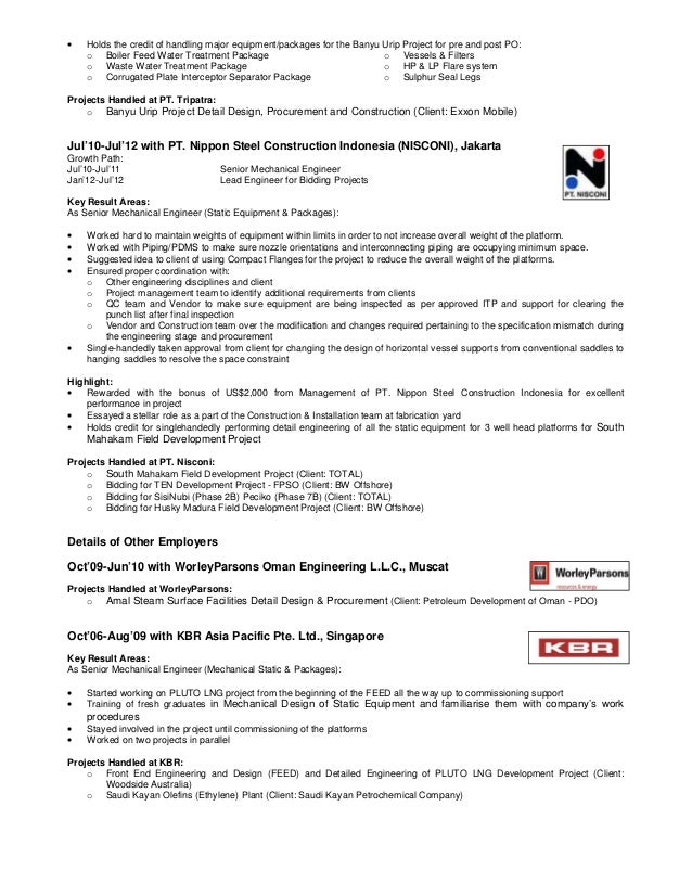 Resume_Lead Mechanical Engineer Static Equipment and Package Units