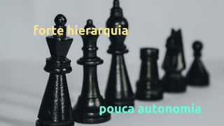 forte hierarquia
pouca autonomia
 