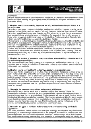 211 - Provide a reception service | DOC