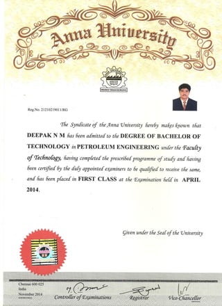 B.Tech Degree Certificate
