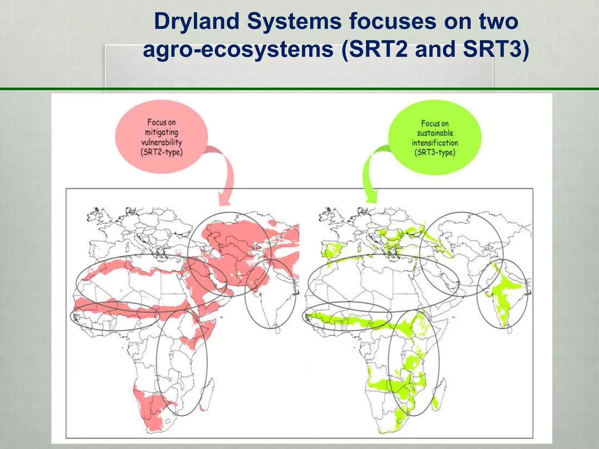 Dryland Systems focuses on two
agro-ecosystems (SRT2 and SRT3)
 