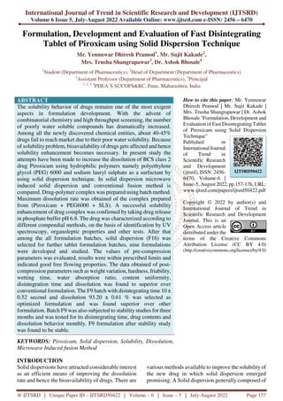 Formulation, Development and Evaluation of Fast Disintegrating Tablet ...