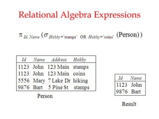 Relational Algebra Expressions
 
