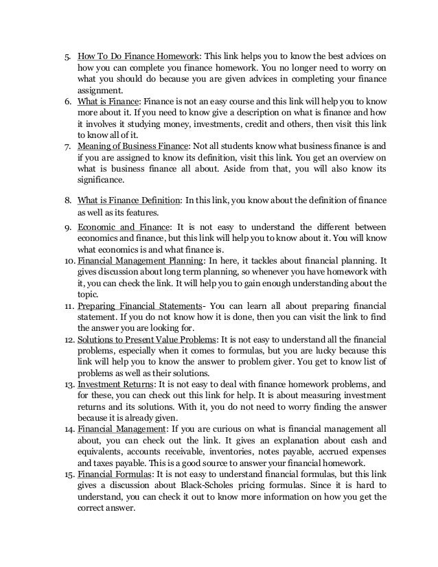 Help with finance homework