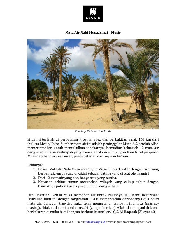 Maqna Id Mata Air Nabi Musa Sinai Mesir