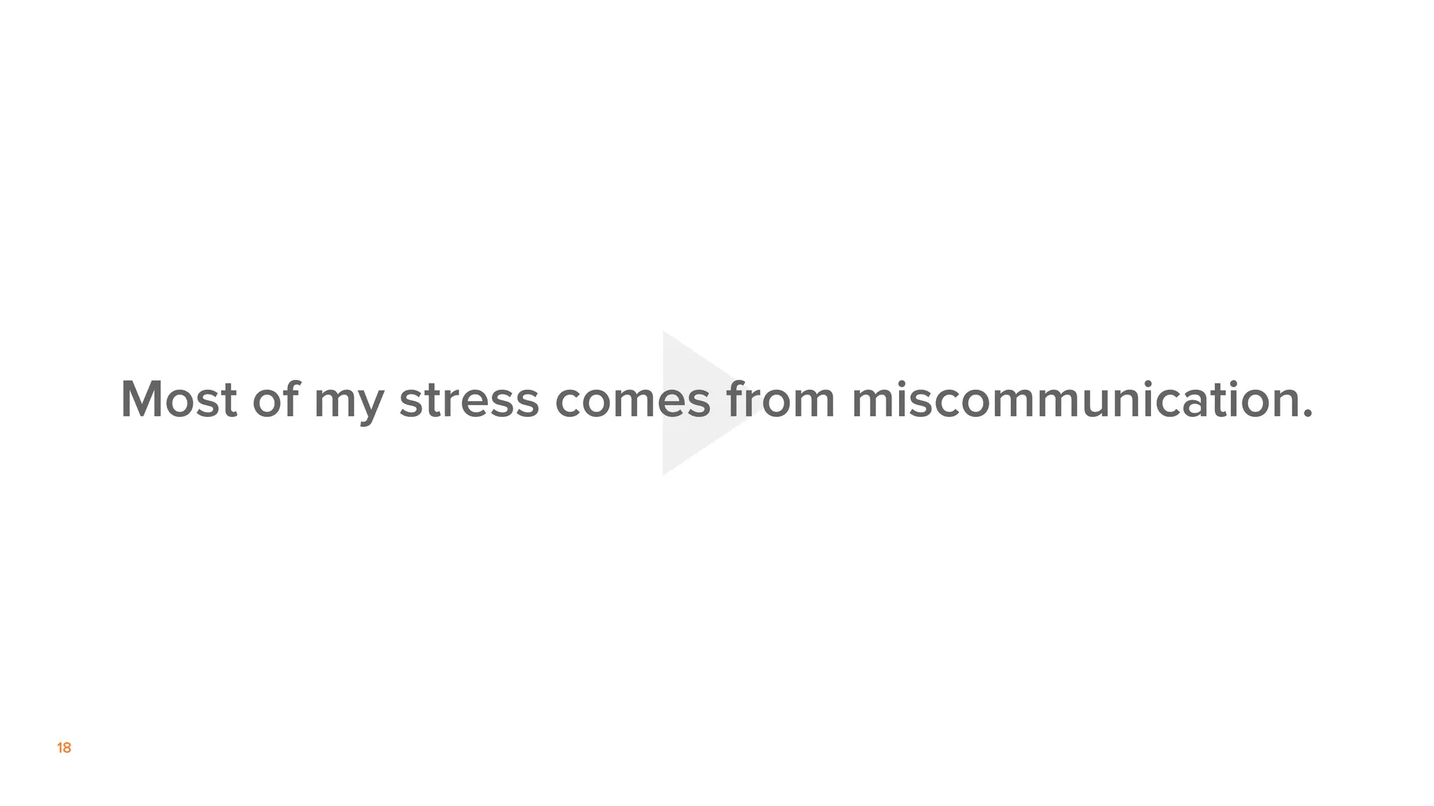 18
Most of my stress comes from miscommunication.
 