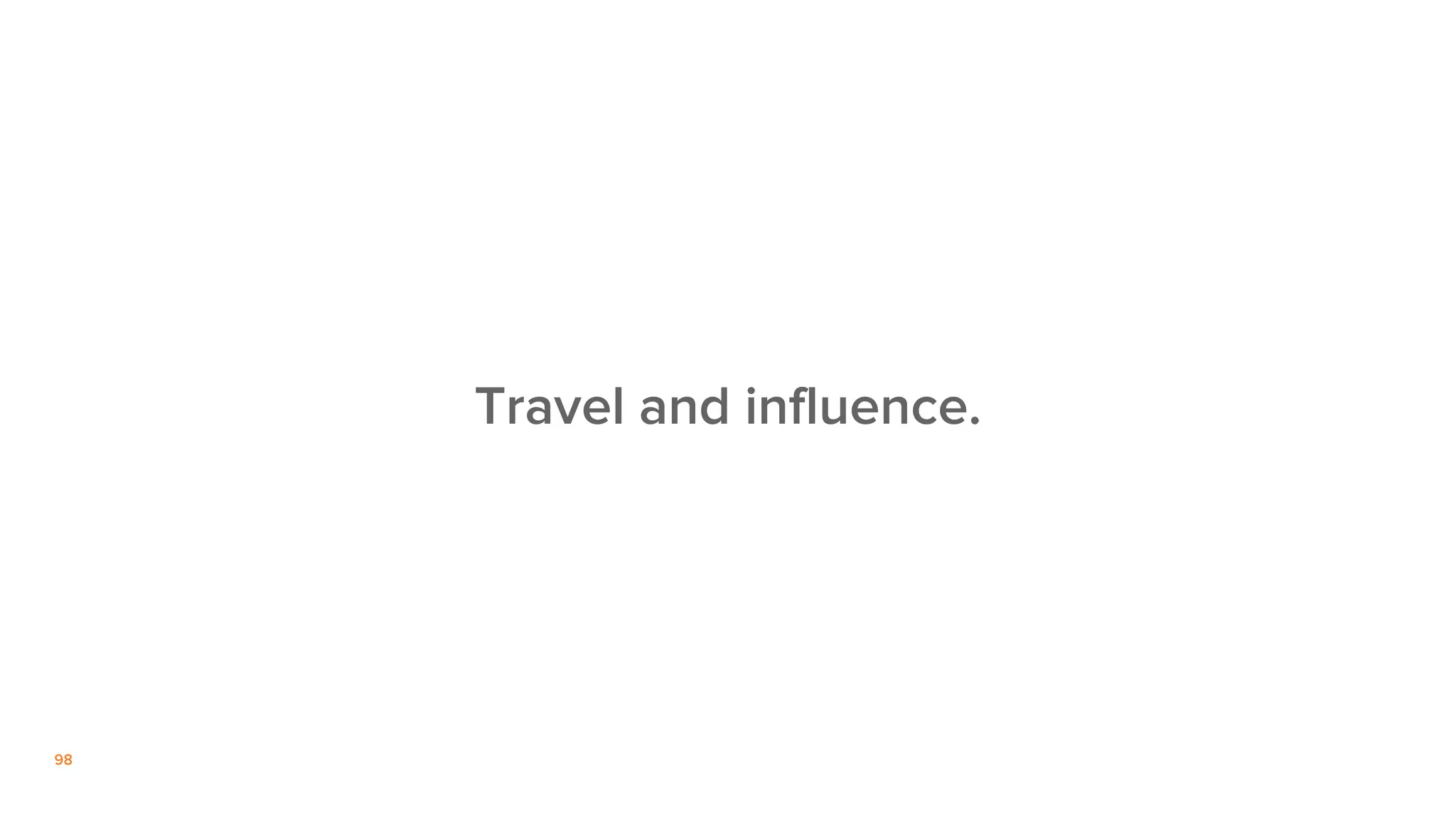 98
Travel and influence.
 