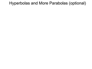 Hyperbolas and More Parabolas (optional)
 