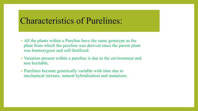 Pure Line Theory and Pure line Selection | PPTX