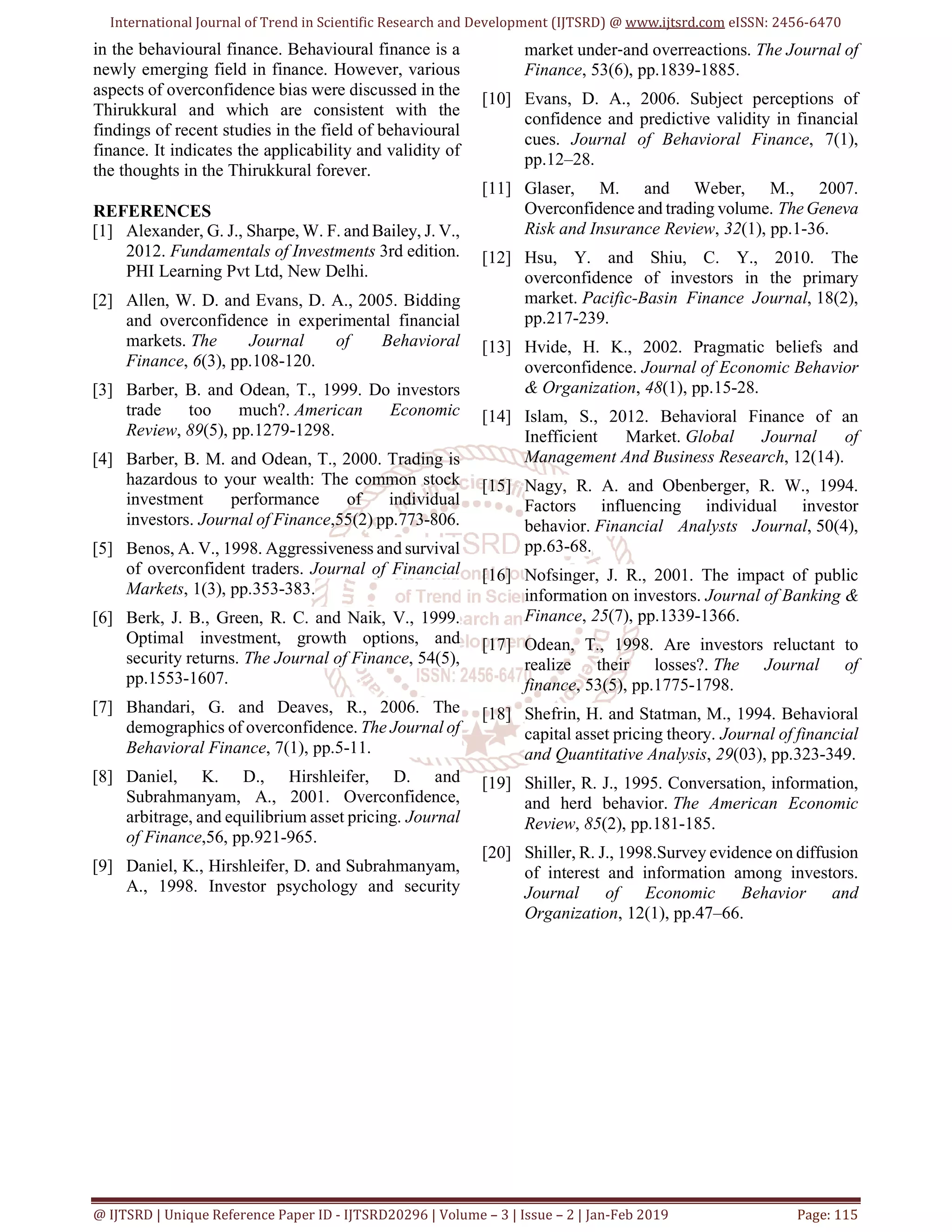 Overconfidence Bias in Thirukkural | PDF