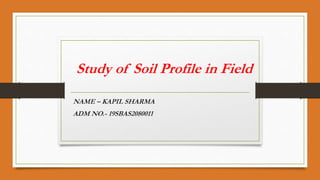 Study of Soil Profile in Field
NAME – KAPIL SHARMA
ADM NO.- 19SBAS2080011
 