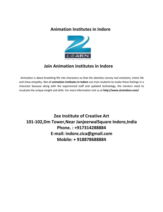join animation institutes in indore