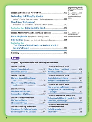 Georgia Common Core Support Coach, CCGPS Edition, Target: Reading ...