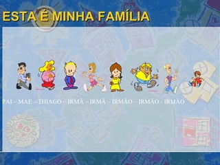 ESTA É MINHA FAMÍLIA PAI – MAE – THIAGO – IRMÃ – IRMÃ – IRMÃO – IRMÃO - IRMÃO 