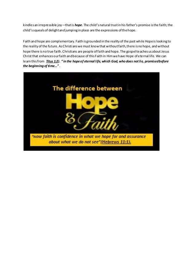 19th November 2016 What is the difference between Faith and Hope