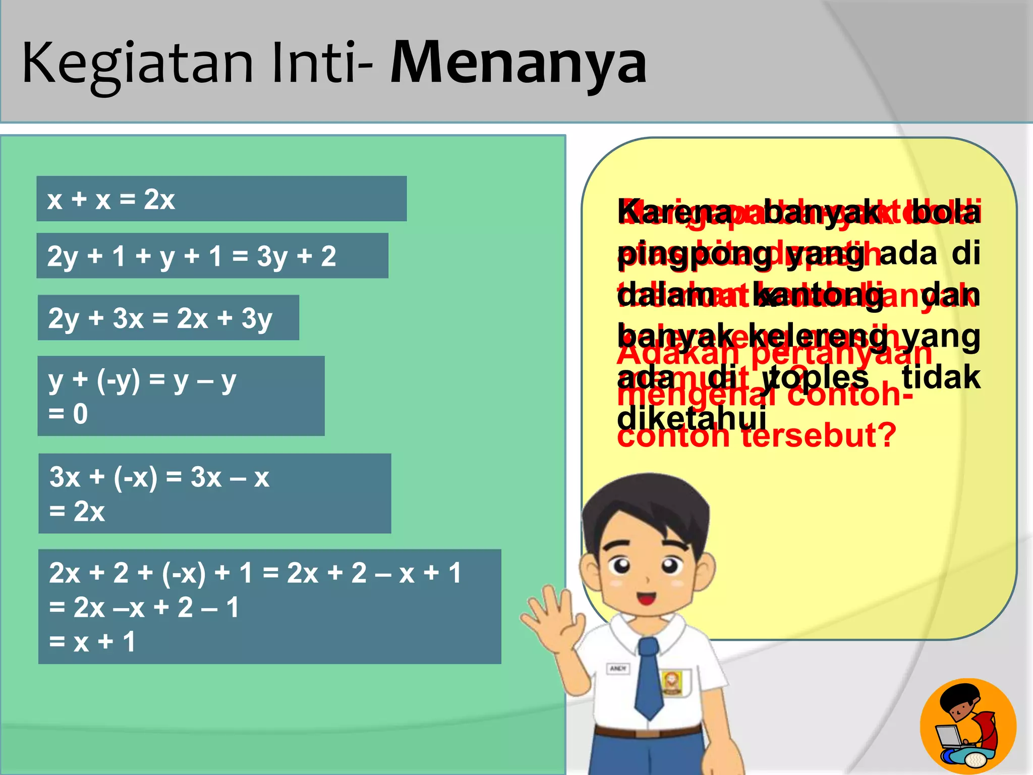 Penjumlahan dan Pengurangan Bentuk Aljabar | PPTX