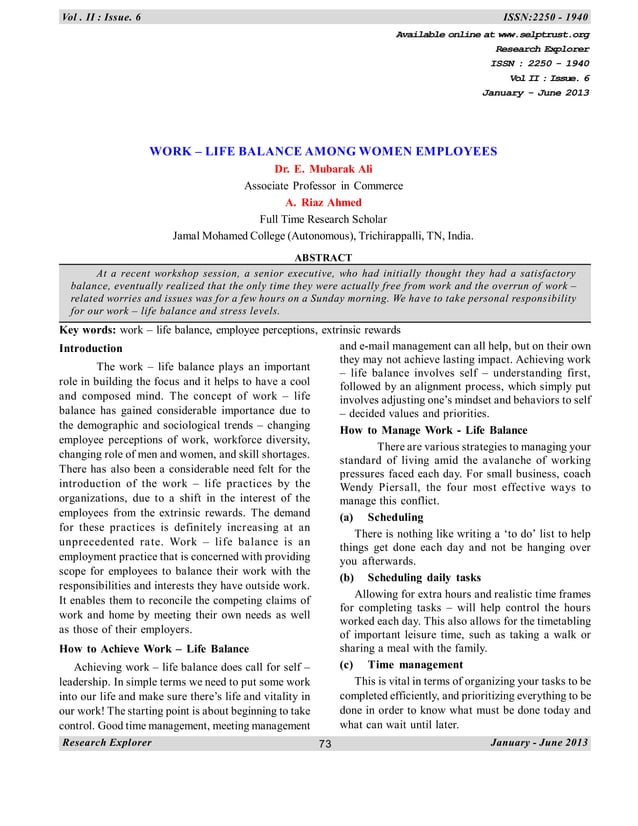 19 work – life balance among women employees | PDF