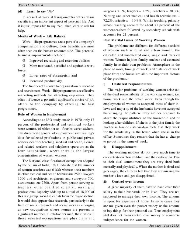 Dissertation on work life balance among female workers