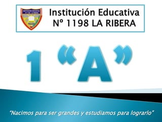 Institución Educativa Nº 1198 LA RIBERA 1 “A” “Nacimos para ser grandes y estudiamos para lograrlo” 