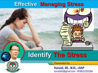 Effective Managing Stress
Identify The Stress
 