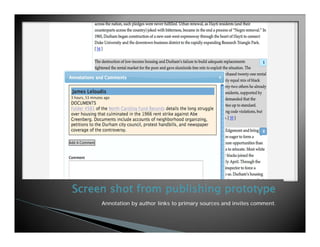 Annotation by author links to primary sources and invites comment.
 