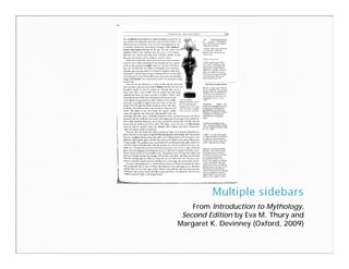 From Introduction to Mythology,
 Second Edition by Eva M. Thury and
Margaret K. Devinney (Oxford, 2009)
 