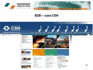 Negócios em Comunicação Multimídia B2B – case CSN 2 1 3 4 5 6 7 8 