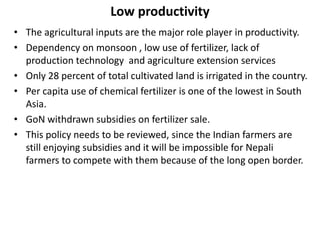 Agricultural Performance and Food Security in Nepal: Constraints and Challenges