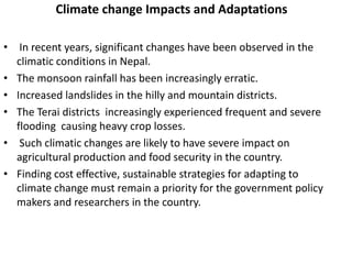 Agricultural Performance and Food Security in Nepal: Constraints and Challenges