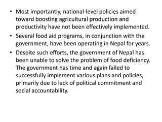 Agricultural Performance and Food Security in Nepal: Constraints and Challenges