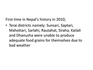 Agricultural Performance and Food Security in Nepal: Constraints and Challenges