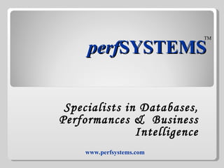 perf SYSTEMS Specialists in Databases, Performances &  Business Intelligence TM www.perfsystems.com 
