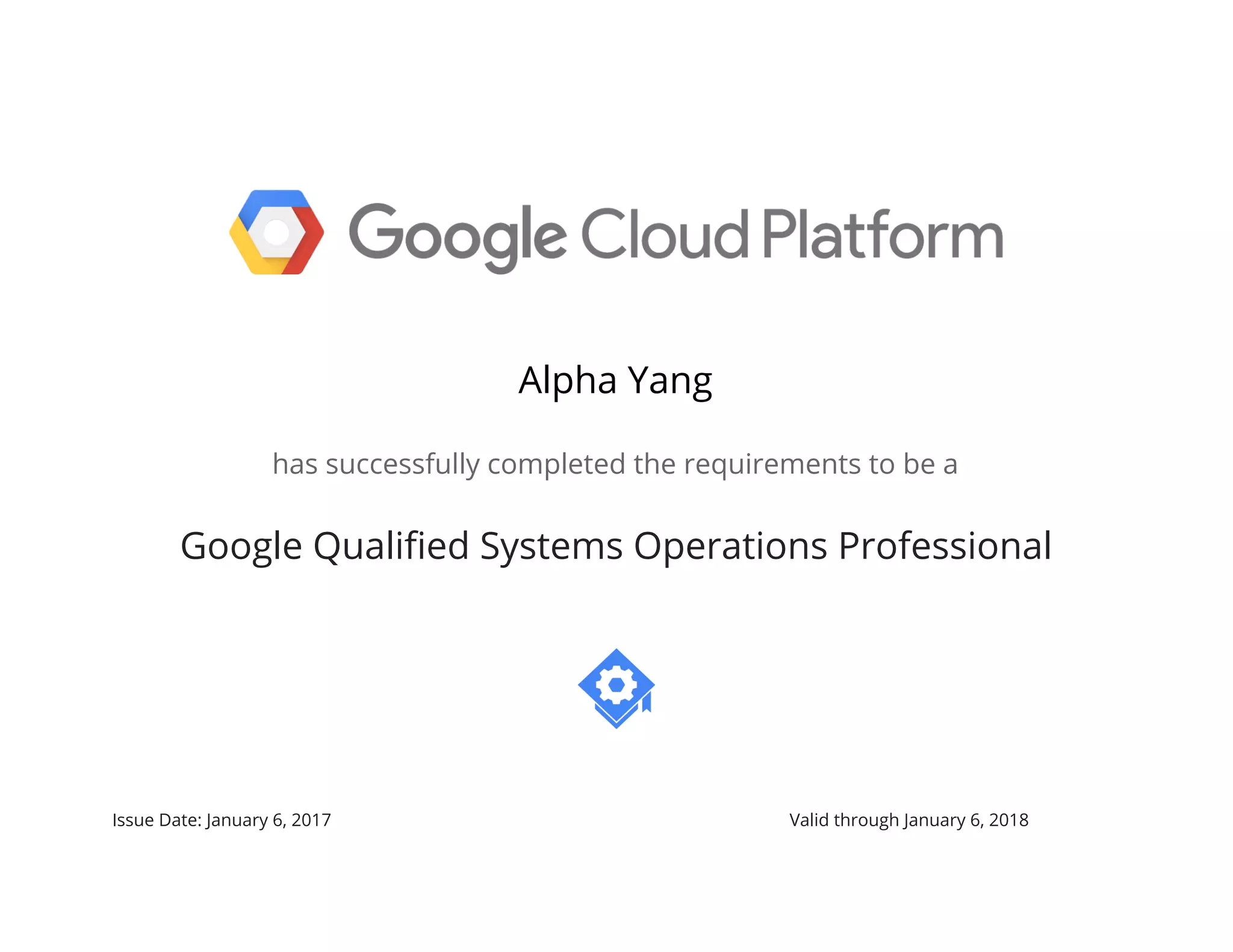 Google Cloud Platform Qualification Certificate Alpha Yang SOP.PDF