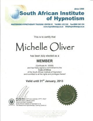 Certificate - Hypnotherapy