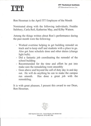 ITT 2004 April Employee of Month