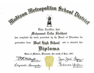 Talha's HS Diploma