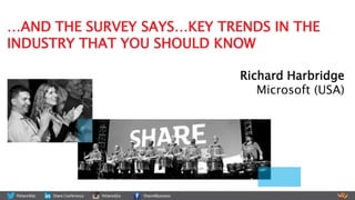 …AND THE SURVEY SAYS…KEY TRENDS IN THE
INDUSTRY THAT YOU SHOULD KNOW
Richard Harbridge
Microsoft (USA)

 