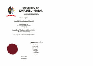 My Qualification certificate