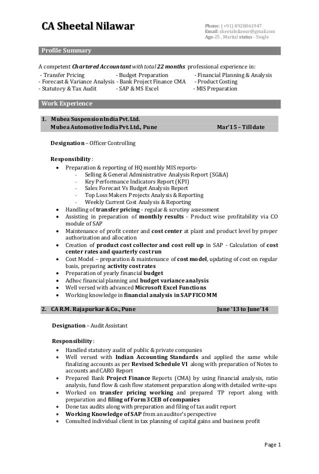 ca sheetal nilawar resume