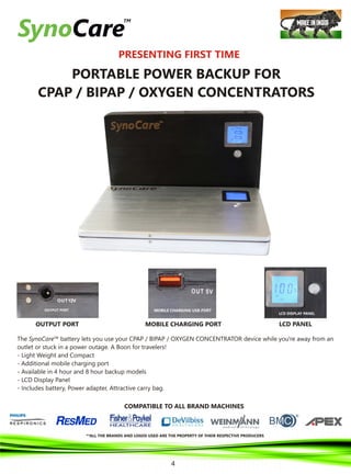 SYNOCARE RESPIRATORY AND BATTERY