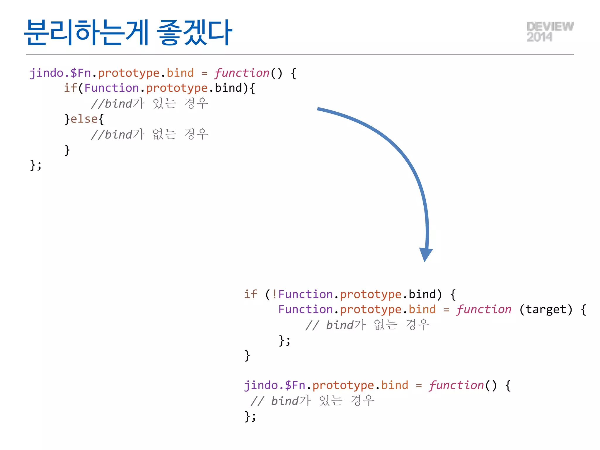 분리하는게 좋겠다 
Core 
Core 
polyfill 
 