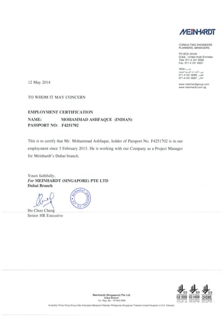Employment certificate, MAY 2014, MEINHARDT